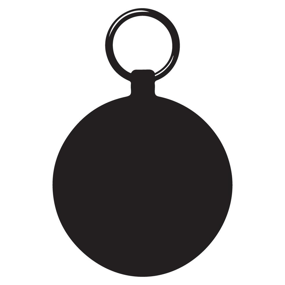 round-keychain-silhouette-blank-surface-decorative-personal-accessory-vector